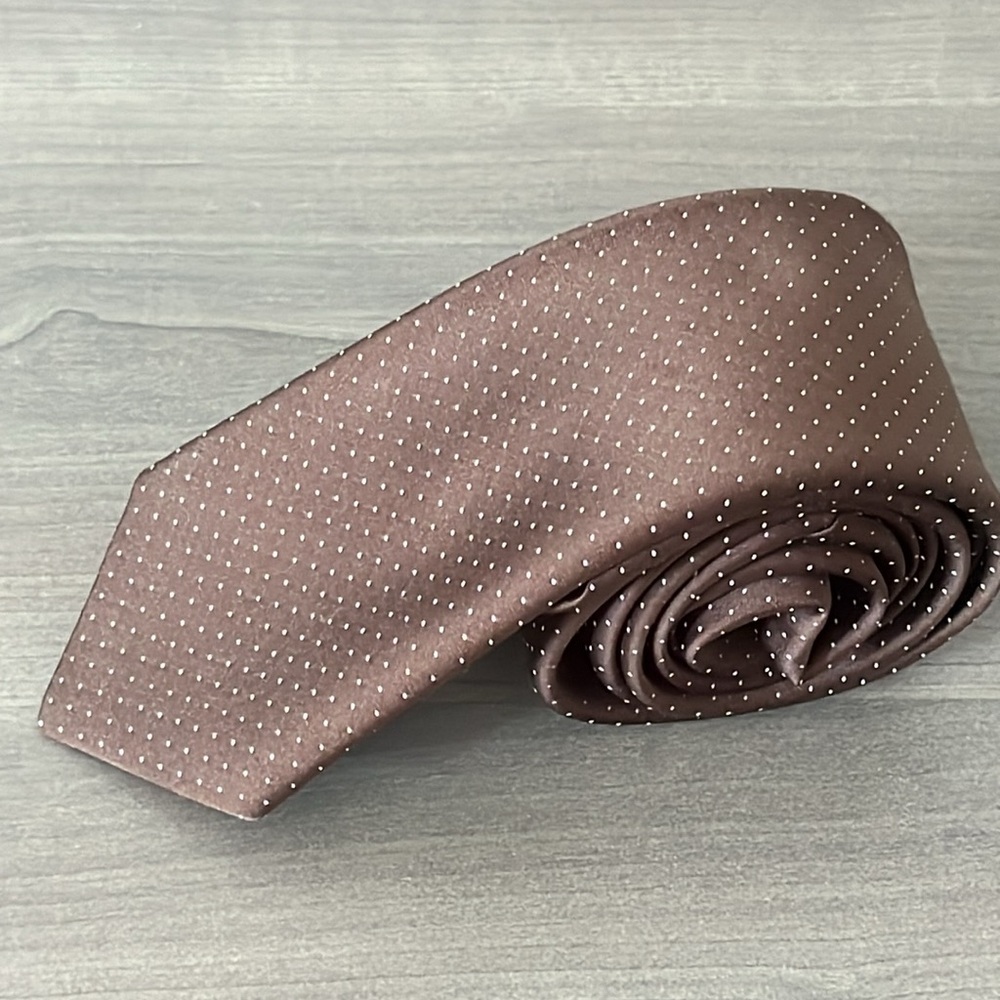 Vintage Brown with White Pin Dots David Scott Tie